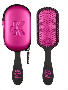 The Knot Dr. for Conair Pro Detangling Hairbrush W/ Pink Case for Wet & Dry Hair